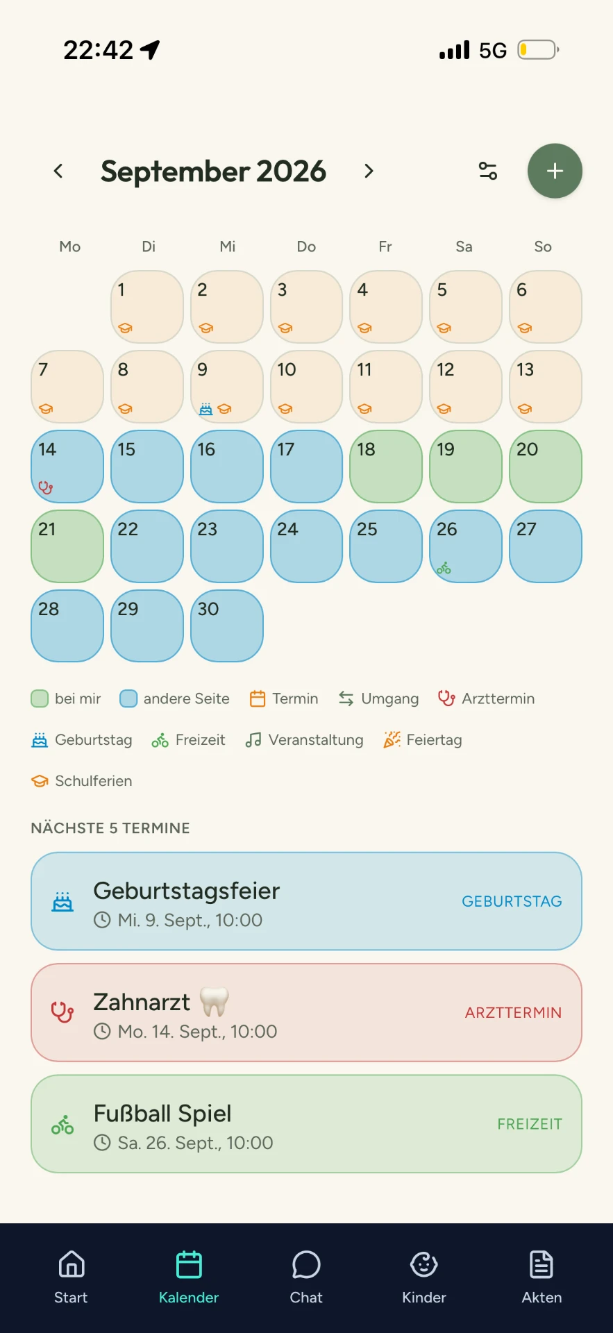 HomeBridge Kalender in der App